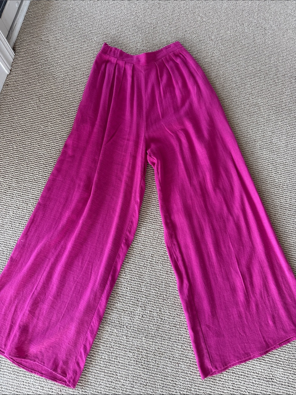 High-Rise Wide-Leg Pants in Deep Magenta